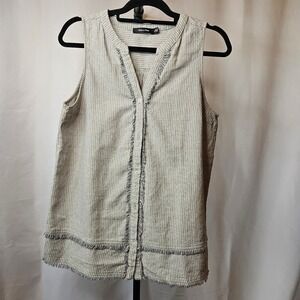 EUC-Doe & Rae‎ Sleeveless Pin stripe Button Down-L-Cotton